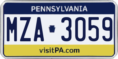 PA license plate MZA3059