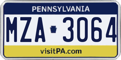 PA license plate MZA3064