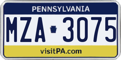 PA license plate MZA3075