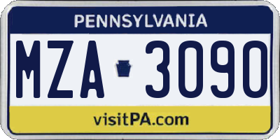 PA license plate MZA3090