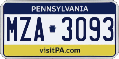PA license plate MZA3093
