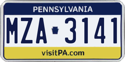 PA license plate MZA3141