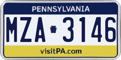 PA license plate MZA3146
