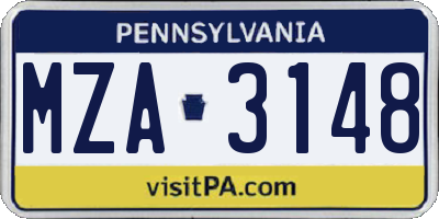 PA license plate MZA3148