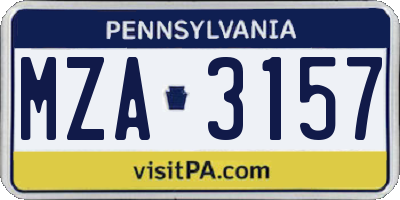 PA license plate MZA3157