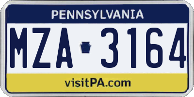 PA license plate MZA3164
