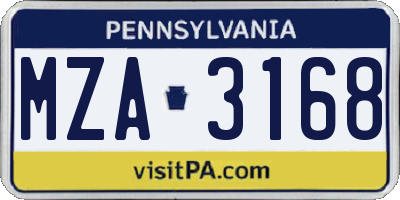 PA license plate MZA3168