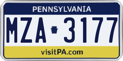 PA license plate MZA3177