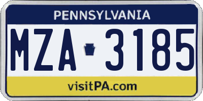 PA license plate MZA3185