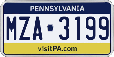 PA license plate MZA3199