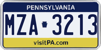 PA license plate MZA3213