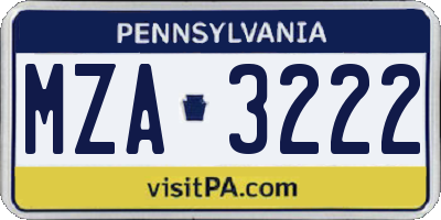 PA license plate MZA3222