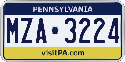 PA license plate MZA3224