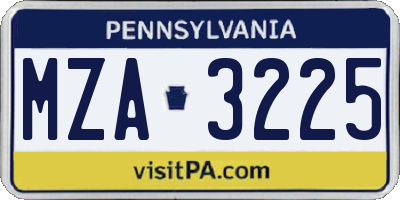 PA license plate MZA3225