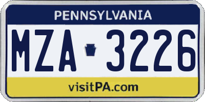 PA license plate MZA3226