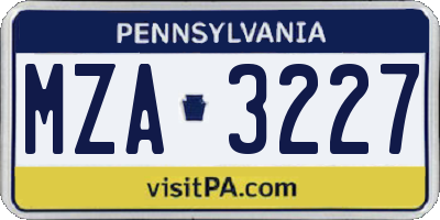 PA license plate MZA3227