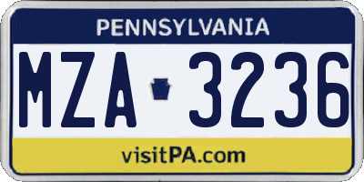 PA license plate MZA3236
