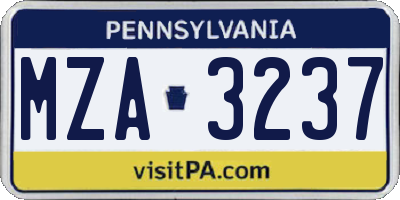PA license plate MZA3237