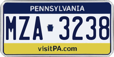PA license plate MZA3238