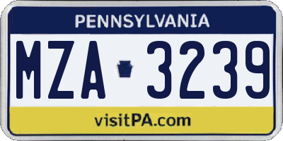 PA license plate MZA3239