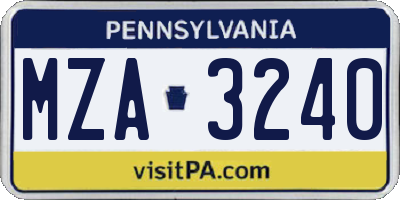 PA license plate MZA3240