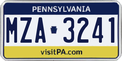 PA license plate MZA3241