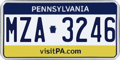PA license plate MZA3246