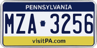 PA license plate MZA3256