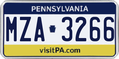 PA license plate MZA3266
