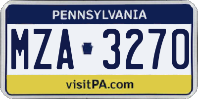 PA license plate MZA3270