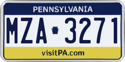 PA license plate MZA3271