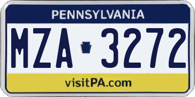 PA license plate MZA3272