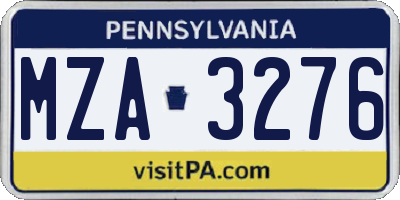 PA license plate MZA3276