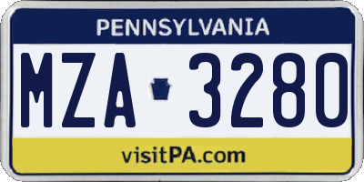 PA license plate MZA3280