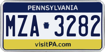 PA license plate MZA3282