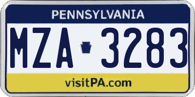 PA license plate MZA3283