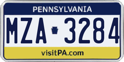 PA license plate MZA3284