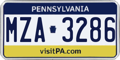 PA license plate MZA3286
