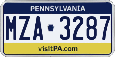 PA license plate MZA3287