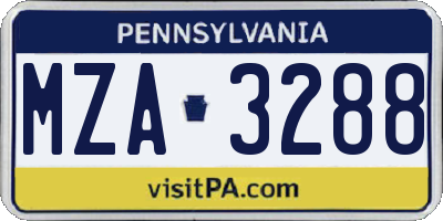 PA license plate MZA3288
