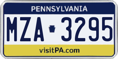 PA license plate MZA3295