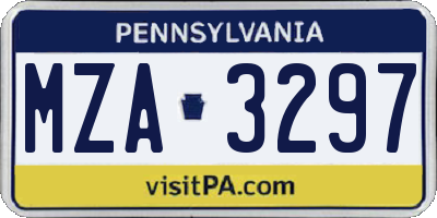 PA license plate MZA3297