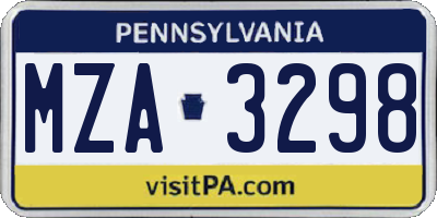 PA license plate MZA3298