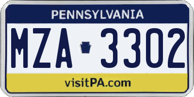 PA license plate MZA3302