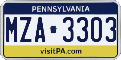 PA license plate MZA3303