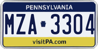 PA license plate MZA3304