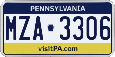 PA license plate MZA3306