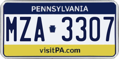 PA license plate MZA3307