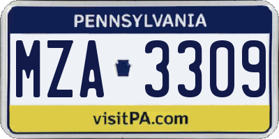 PA license plate MZA3309