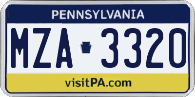 PA license plate MZA3320